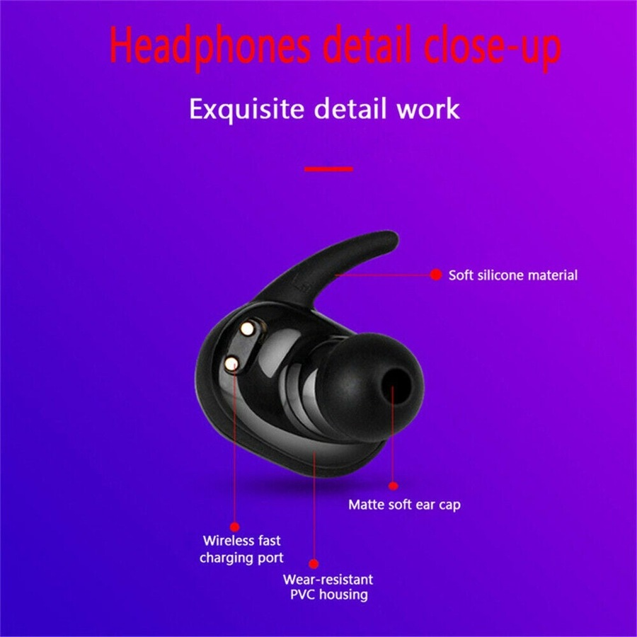 Ozoffer Wireless TWS Earbuds Bluetooth 5.0 Earphones Mini In-Ear Stereo Sports Headset