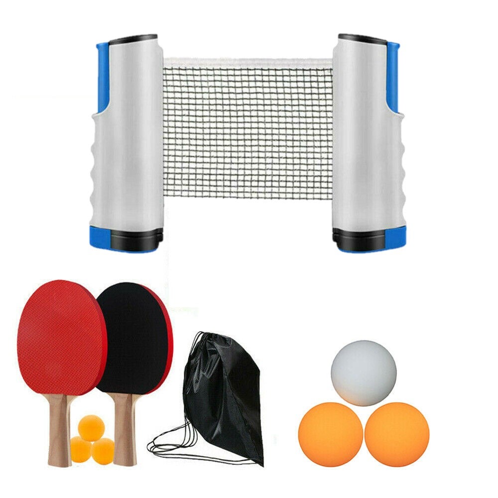 Retractable Net Table Tennis Paddle Portable Training Sport Bats Ping Pong Set