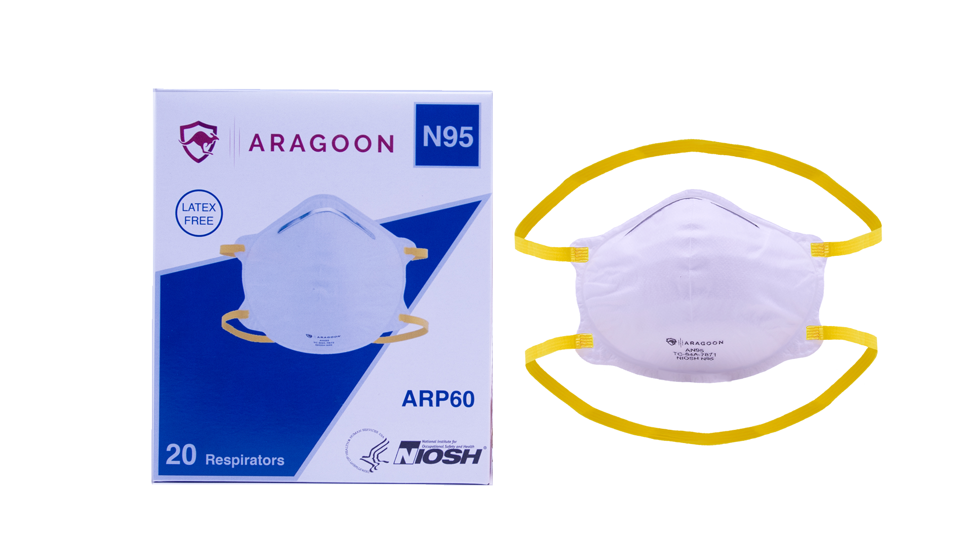 ARAGOON AN95 Face Mask (ARP60) (Box of 20) Respirator N95 Mask Niosh PPE Safety Protection