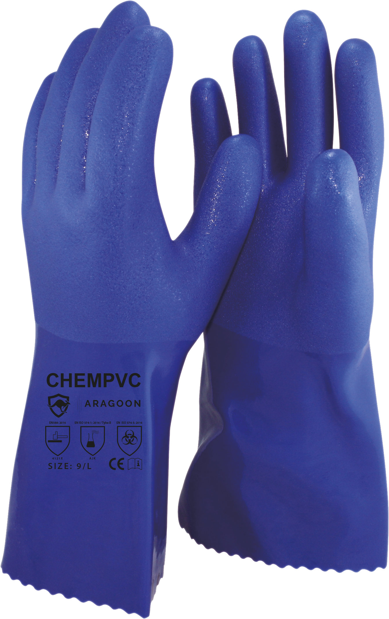 ARAGOON CHEMPVC CHEMICAL AND OIL RESISTANT GLOVES TRIPLE DIPPED PVC GAUNTLET HAND PROTECTION