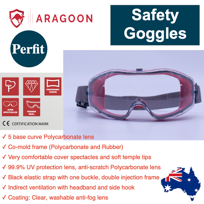 PERFIT Clear ARAGOON Safety Goggles Glasses Anti Scratch Anti Fog Polycarbonate