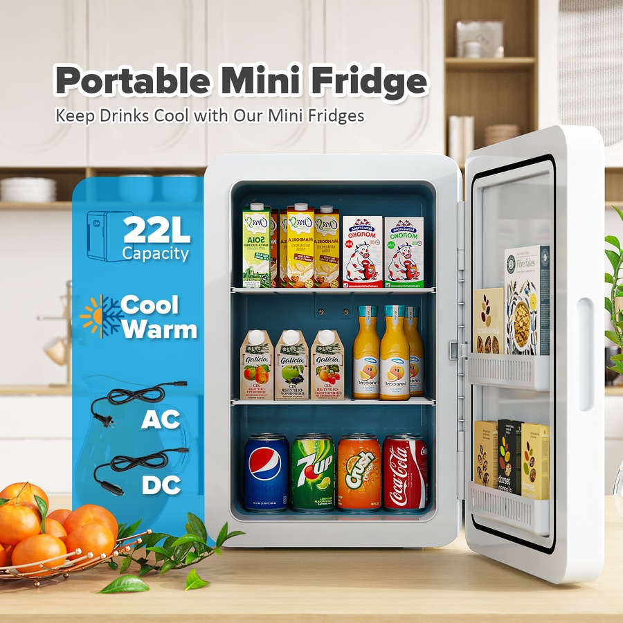 Advwin 22L Mini Fridge, Portable Car Fridge Makeup Refrigerators AC/DC Powered Cooler and Warmer
