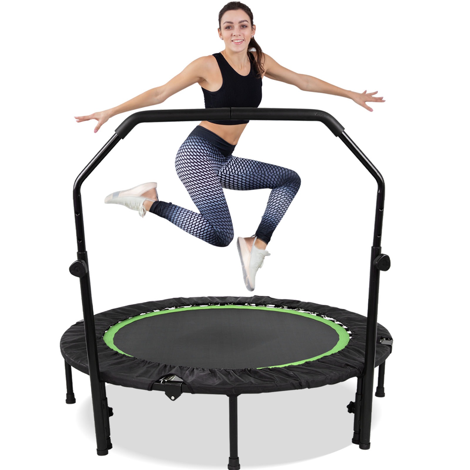 48" Foldable Trampoline with Adjustable Handle Fitness Rebounder Max Load 200KG Australia