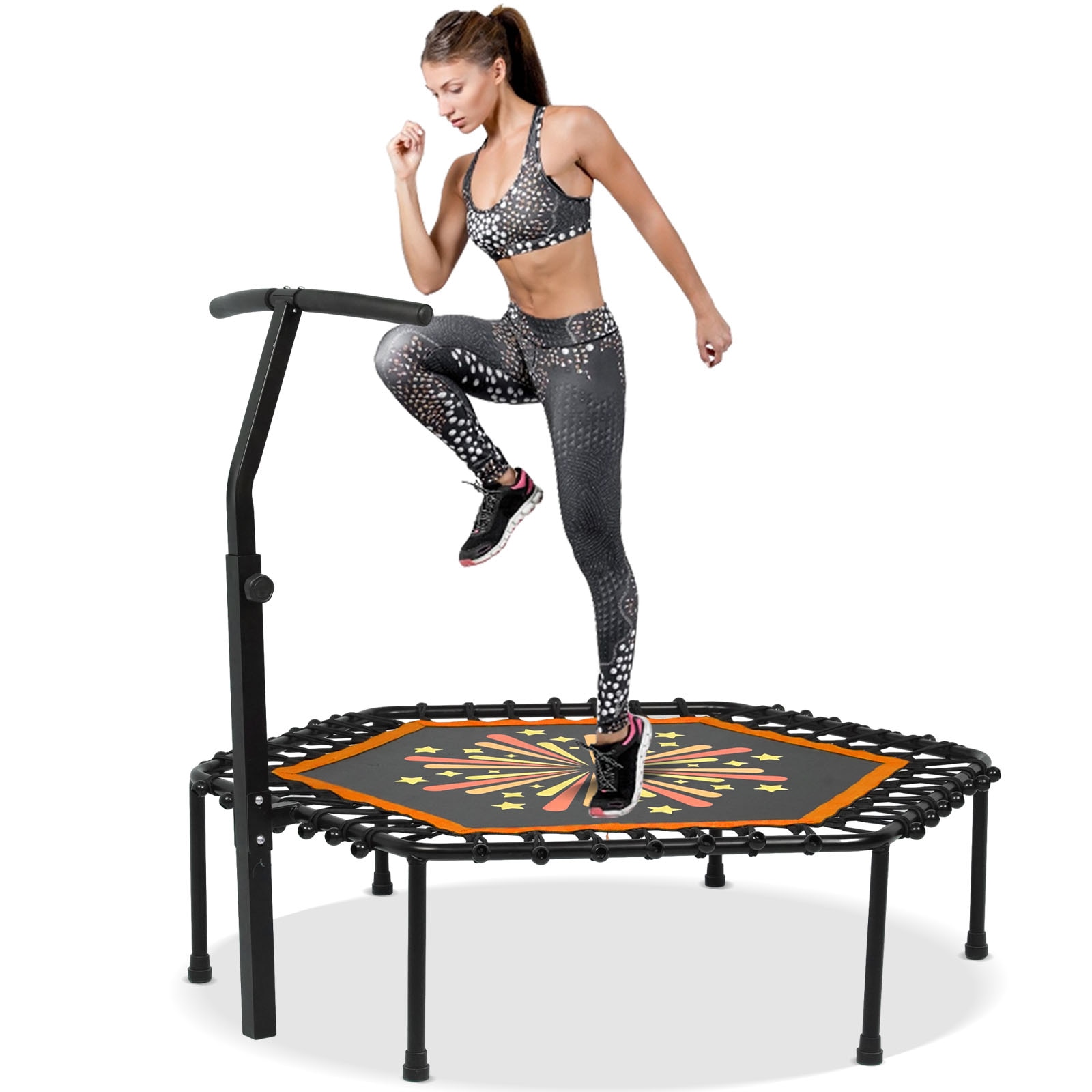 50-inch Fitness Trampoline Cardio Exercise Rebounder for Adult Home and Gym Orange &