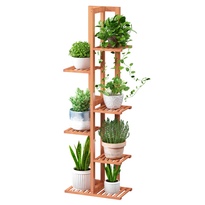 Buy 6 Tier Plant Stand Outdoor Indoor Wooden Flower Pot Display Shelf ...