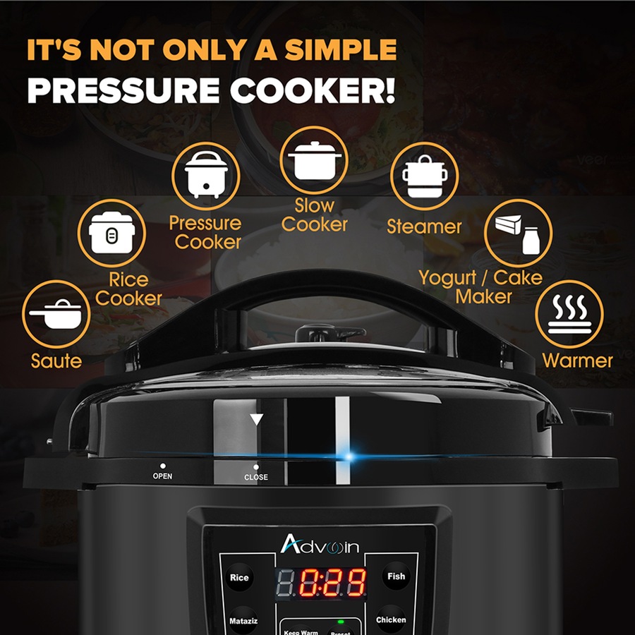 Advwin 10-in-1 6L Electric Stainless Steel Pressure Cooker Multi-cooker Rice Slow Cooker Nonstick Pot