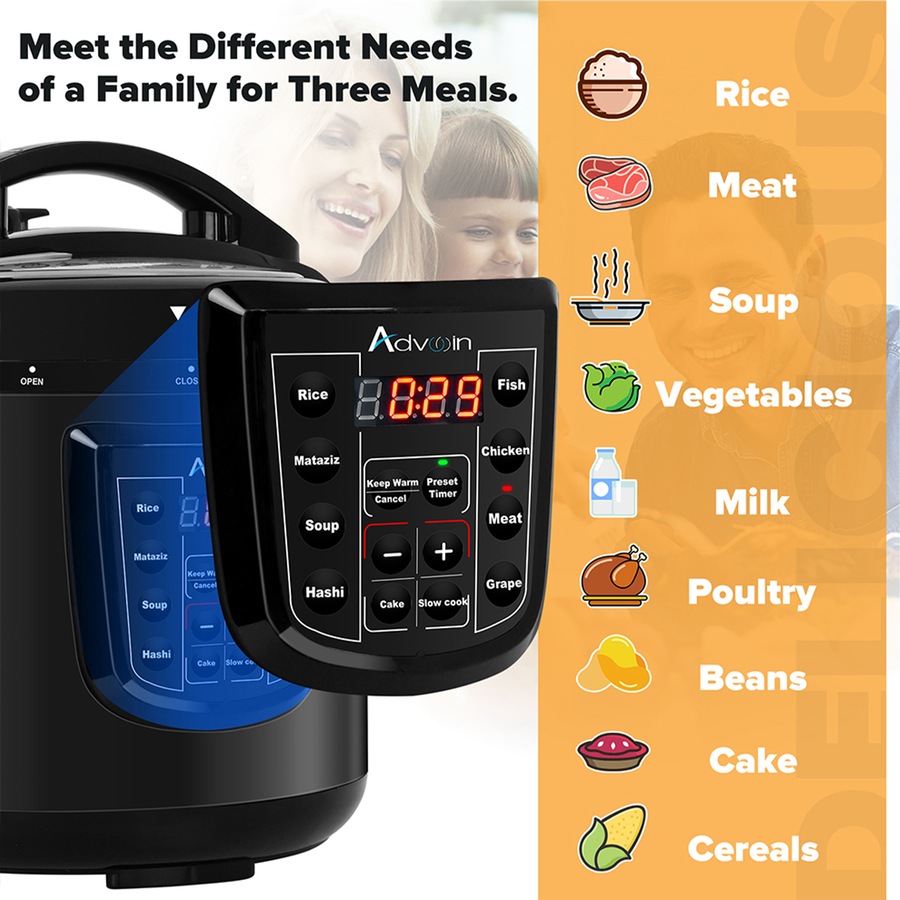 Advwin 10-in-1 6L Electric Stainless Steel Pressure Cooker Multi-cooker Rice Slow Cooker Nonstick Pot