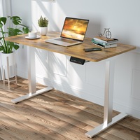 Advwin Adjustable Height Electric Standing Desk, Ergonomic Stand Up Desk Motorised Sit Stand Desk 120cm Splice Board, Bright Silver Frame/Walnut Color Table Top