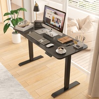 Adjustable Height Electric Standing Desk, Ergonomic Stand Up Desk Motorised Sit Stand Desk 140cm Splice Board, Black Matte Frame/Black Matte Table Top
