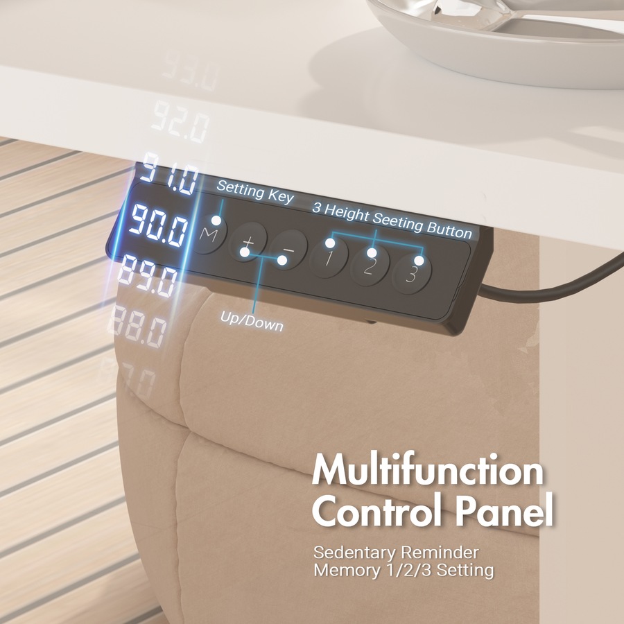 Advwin Electric Standing Desk Adjustable Height Ergonomic Stand Up Desk Motorised Sit Stand Desk 140cm Splice Board White