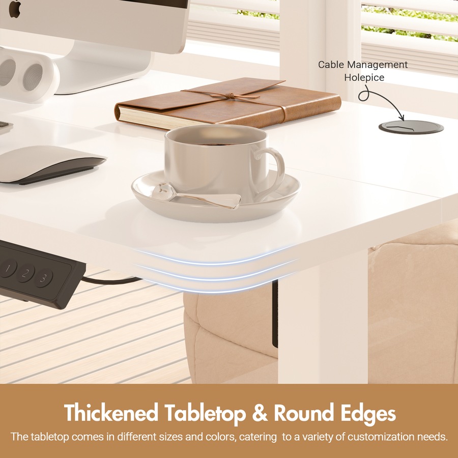 Advwin Electric Standing Desk Adjustable Height Ergonomic Stand Up Desk Motorised Sit Stand Desk 140cm Splice Board White