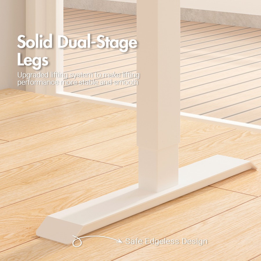 Advwin Electric Standing Desk Adjustable Height Ergonomic Stand Up Desk Motorised Sit Stand Desk 140cm Splice Board White