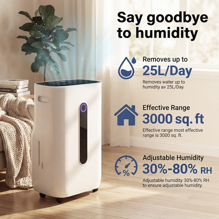 Advwin Dehumidifier 25L/Day Portable Compressor Dehumidifiers Ultra Quiet