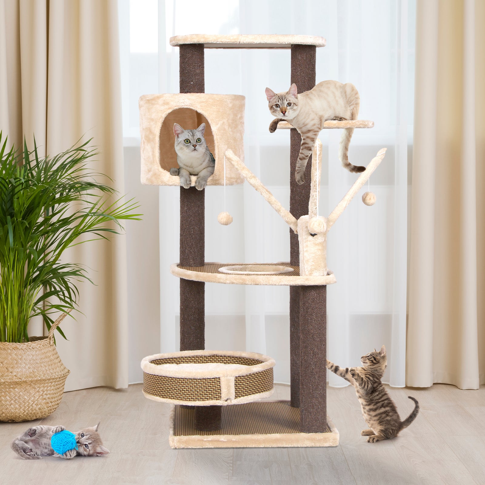 Advwin 110CM Cat Tree Multi-Level Trees Scratching Post Scratcher Tower Condo House