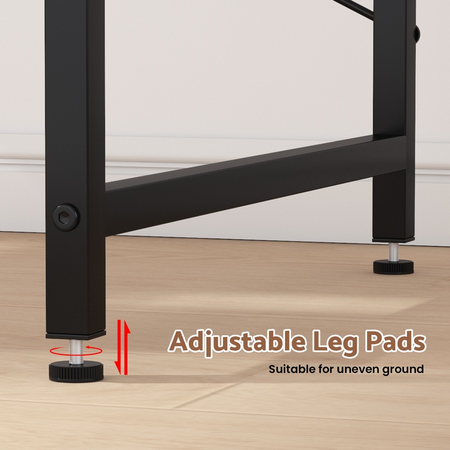 Advwin 110cm L Shaped Computer Desk with Reversible Storage Shelves Corner Desk with Bookshelf and Side Hook Walnut