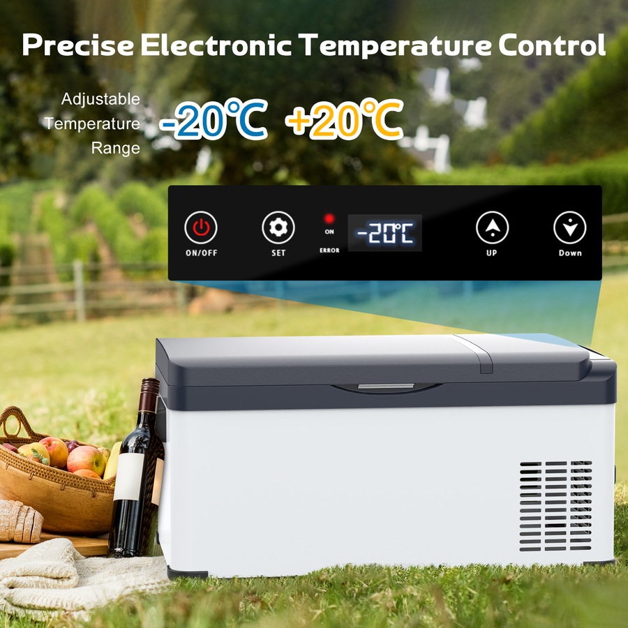 ADVWIN 12V Car Refrigerator, 20L Portable Car Fridge Freezer Compressor Cooler, 12V DC 220~240V AC for Truck Van RV Camper SUV Travel Camping Road Trips