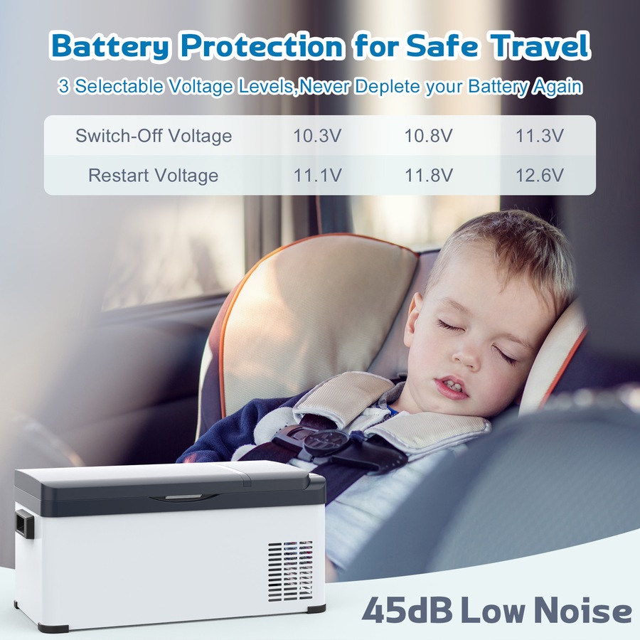 ADVWIN 12V Car Refrigerator, 20L Portable Car Fridge Freezer Compressor Cooler, 12V DC 220~240V AC for Truck Van RV Camper SUV Travel Camping Road Trips