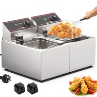Advwin 16L Electric Deep Fryer,2500W(8L+ 8L)Commercial Frying Machine,Countertop Fryers with Detachable Baskets Lid Temp Control for Restaurant Home Kitchen Use