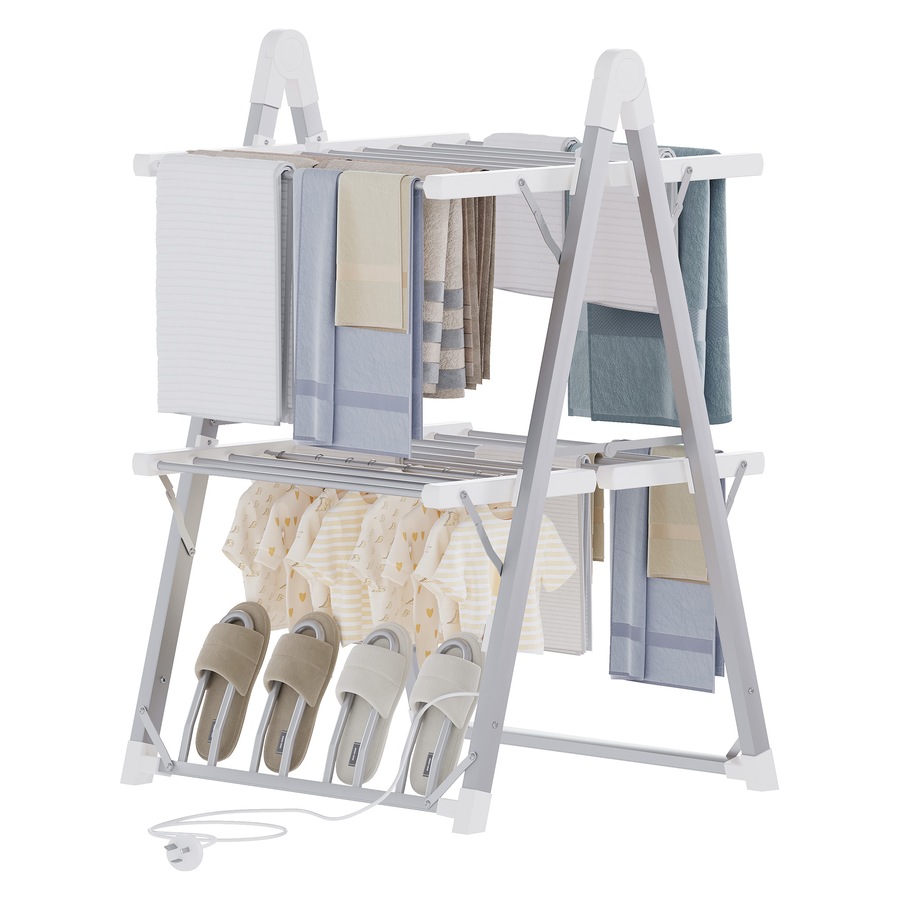 Buy Advwin 2-Tier Foldable Electric Heated Towel Rail Heated Clothes ...
