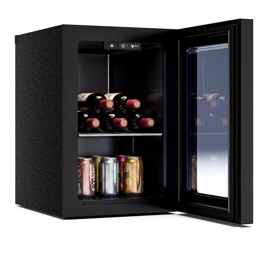 Advwin 20L Mini Bar Fridge, Portable Compact Refrigerator Cooler with Adjustable Temperature, Wine Cooler for Beer, Wine, Soda, Countertop Small Fridge for Office, Bedroom, Black