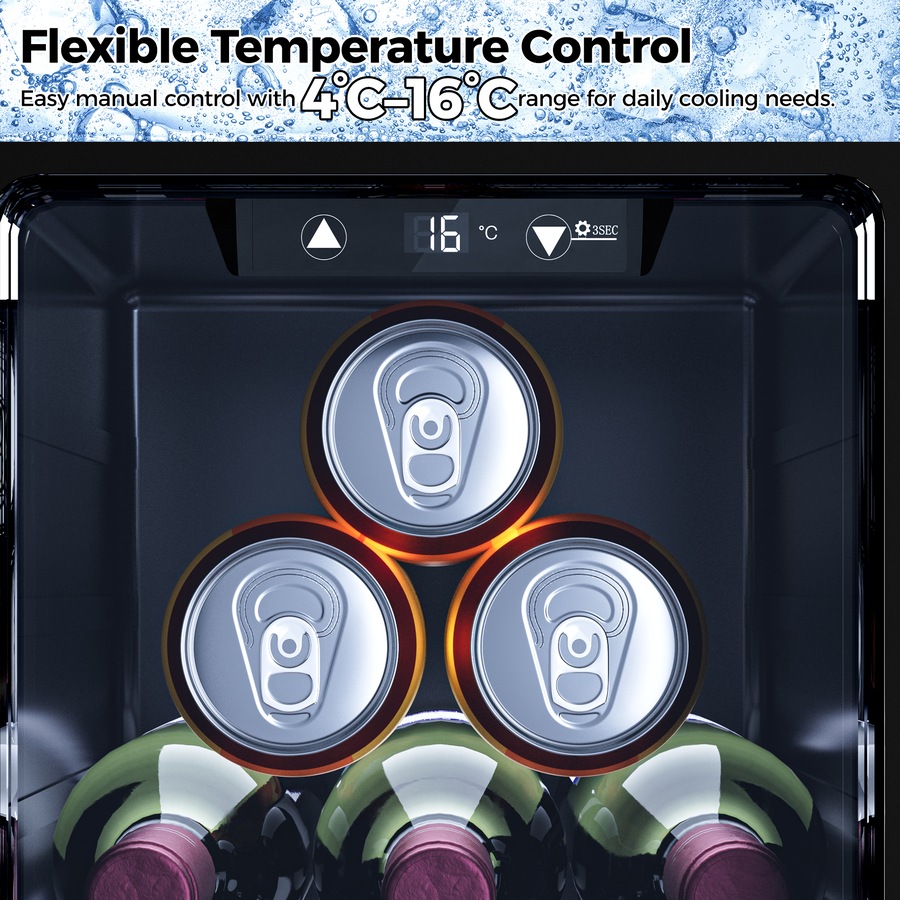 Advwin 20L Mini Bar Fridge, Portable Compact Refrigerator Cooler with Adjustable Temperature, Wine Cooler for Beer, Wine, Soda, Countertop Small Fridge for Office, Bedroom, Black