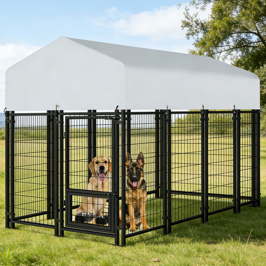 Advwin 240CM Pet Dog Kennel Heavy Duty Metal Dog Cage Outdoor Pet Cage Fence Pen House Enclosure
