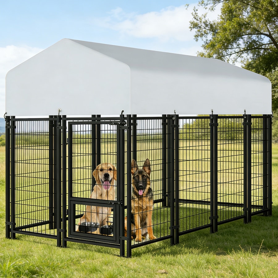Advwin 240CM Pet Dog Kennel Heavy Duty Metal Dog Cage Outdoor Pet Cage Fence Pen House Enclosure