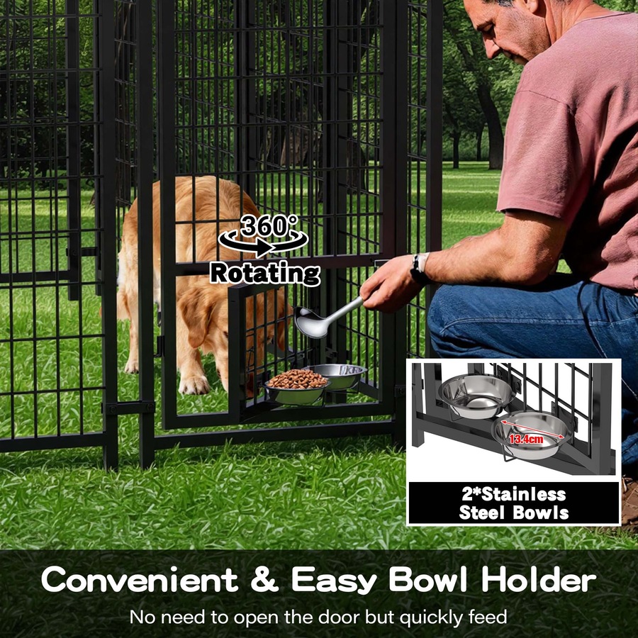 Advwin 240CM Pet Dog Kennel Heavy Duty Metal Dog Cage Outdoor Pet Cage Fence Pen House Enclosure