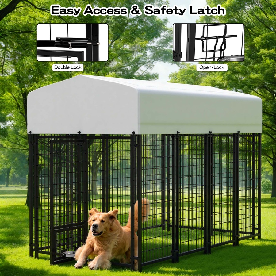 Advwin 240CM Pet Dog Kennel Heavy Duty Metal Dog Cage Outdoor Pet Cage Fence Pen House Enclosure