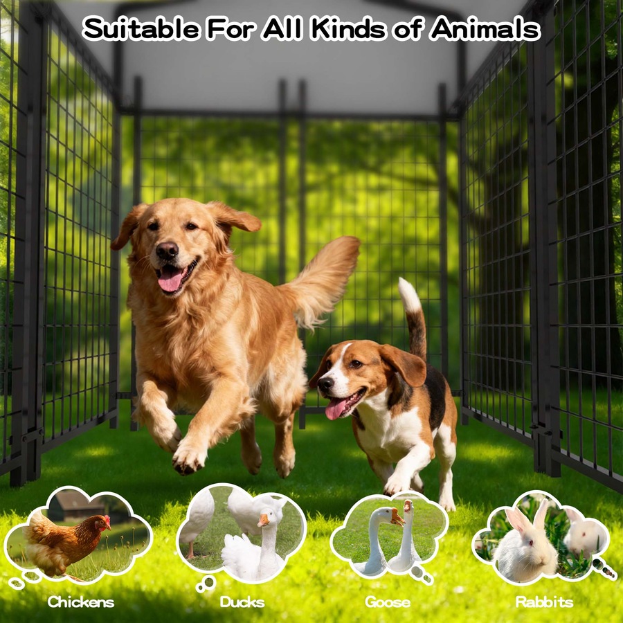 Advwin 240CM Pet Dog Kennel Heavy Duty Metal Dog Cage Outdoor Pet Cage Fence Pen House Enclosure
