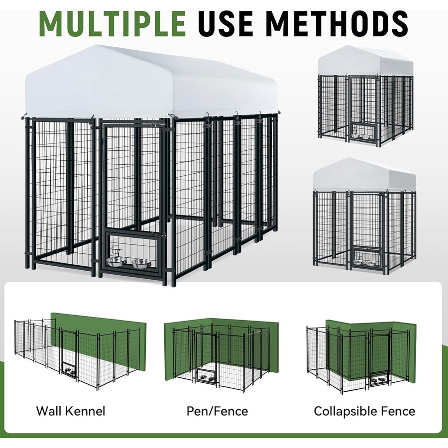 Advwin 240CM Pet Dog Kennel Heavy Duty Metal Dog Cage Outdoor Pet Cage Fence Pen House Enclosure