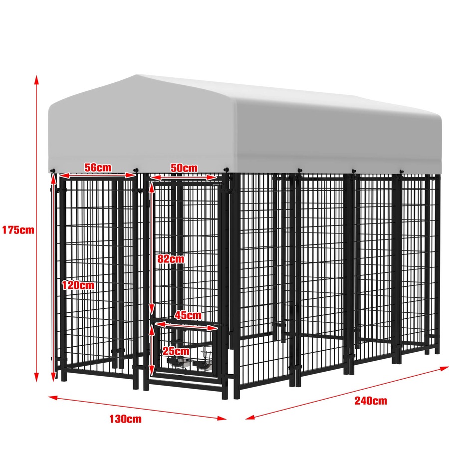 Advwin 240CM Pet Dog Kennel Heavy Duty Metal Dog Cage Outdoor Pet Cage Fence Pen House Enclosure