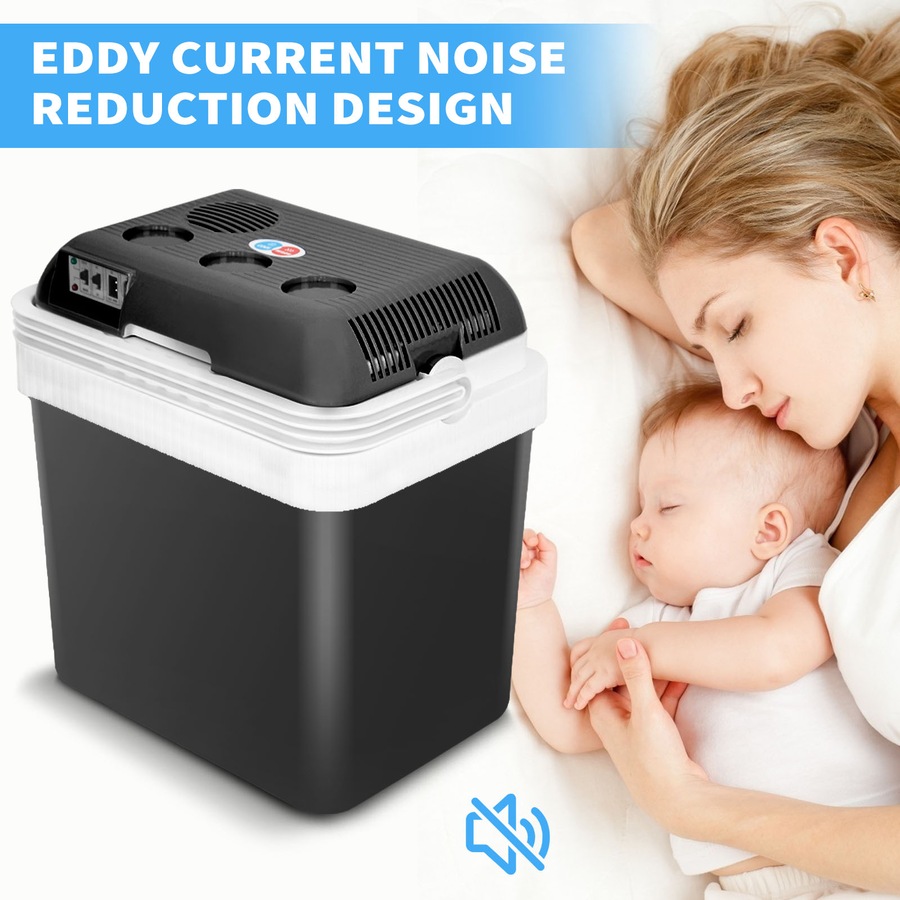 ADVWIN 24L Mini Fridge Portable Car Fridge, AC/DC Powered Electric Cooler and Warmer, Black