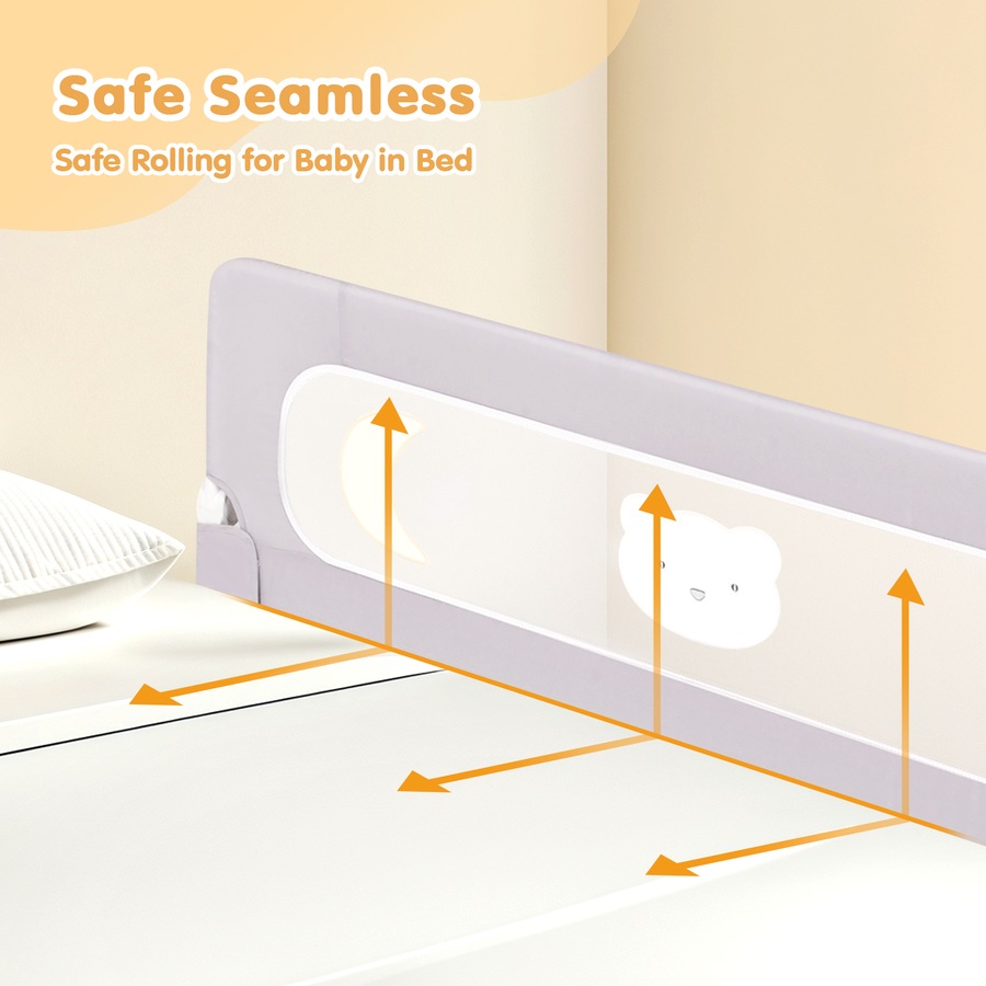 Advwin 2pcs 180cm Folding Baby Bed Rail Height Adjustable Kids Safety Bed Rail Toddler Protect Guard