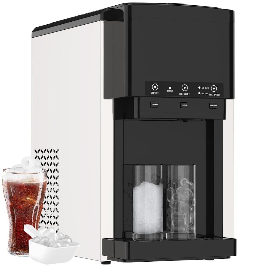 Advwin 3 in 1 Ice Maker Machine Countertop Crushed Ice Cube Maker and Ice Crusher with Cold Water Dispenser Stainless Steel for Home Kitchen