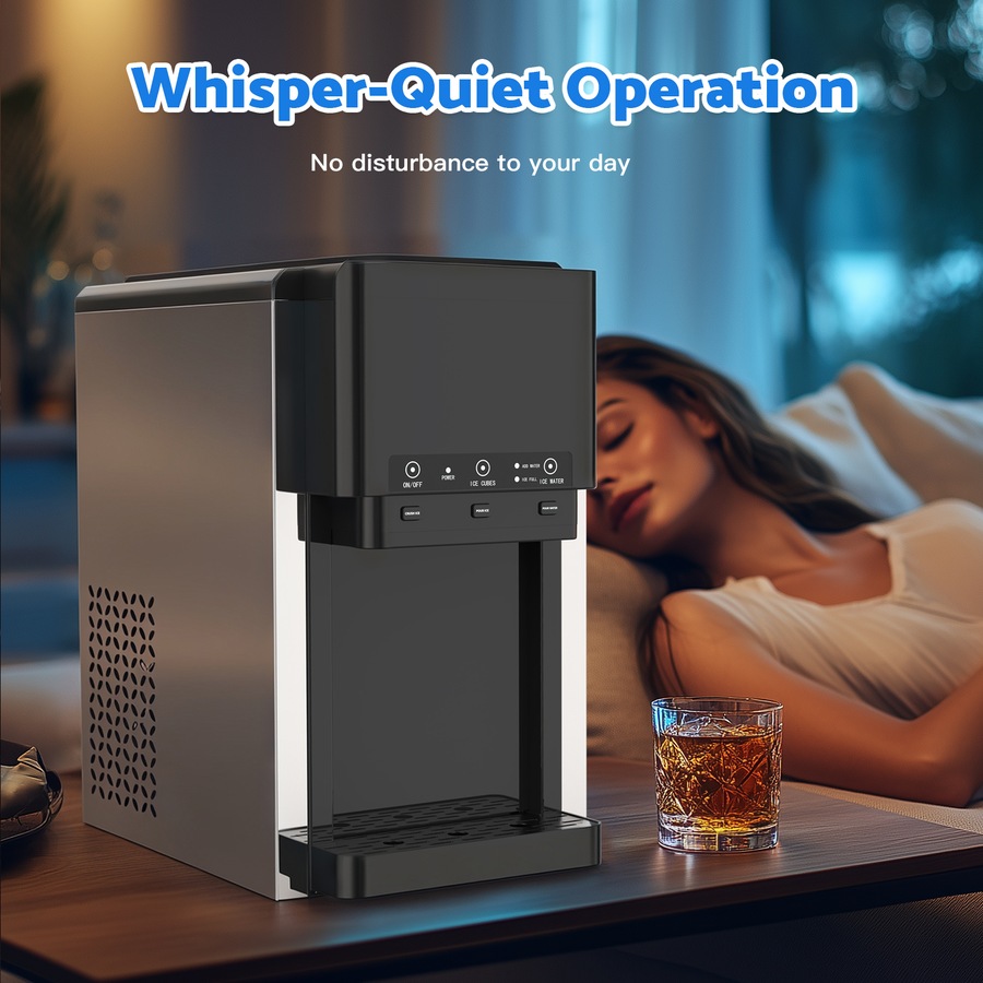 Advwin 3 in 1 Ice Maker Machine Countertop Crushed Ice Cube Maker and Ice Crusher with Cold Water Dispenser Stainless Steel for Home Kitchen