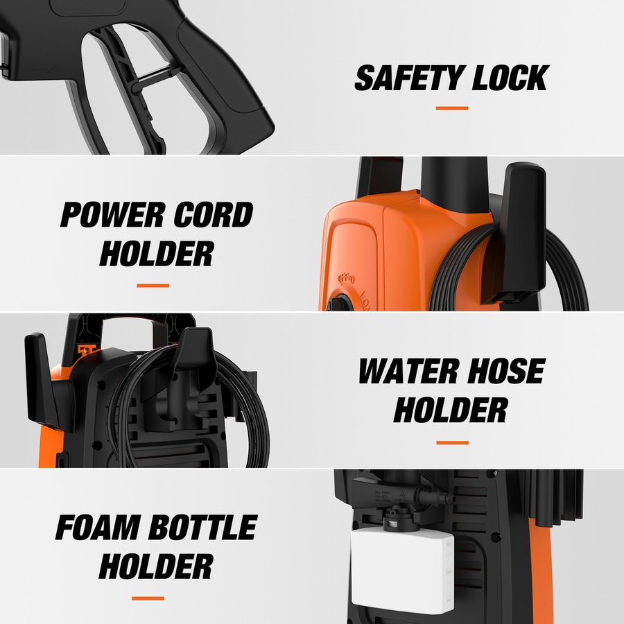 Advwin 3500PSI Pressure Washer 2000W with 5m High Pressure Hose, Orange