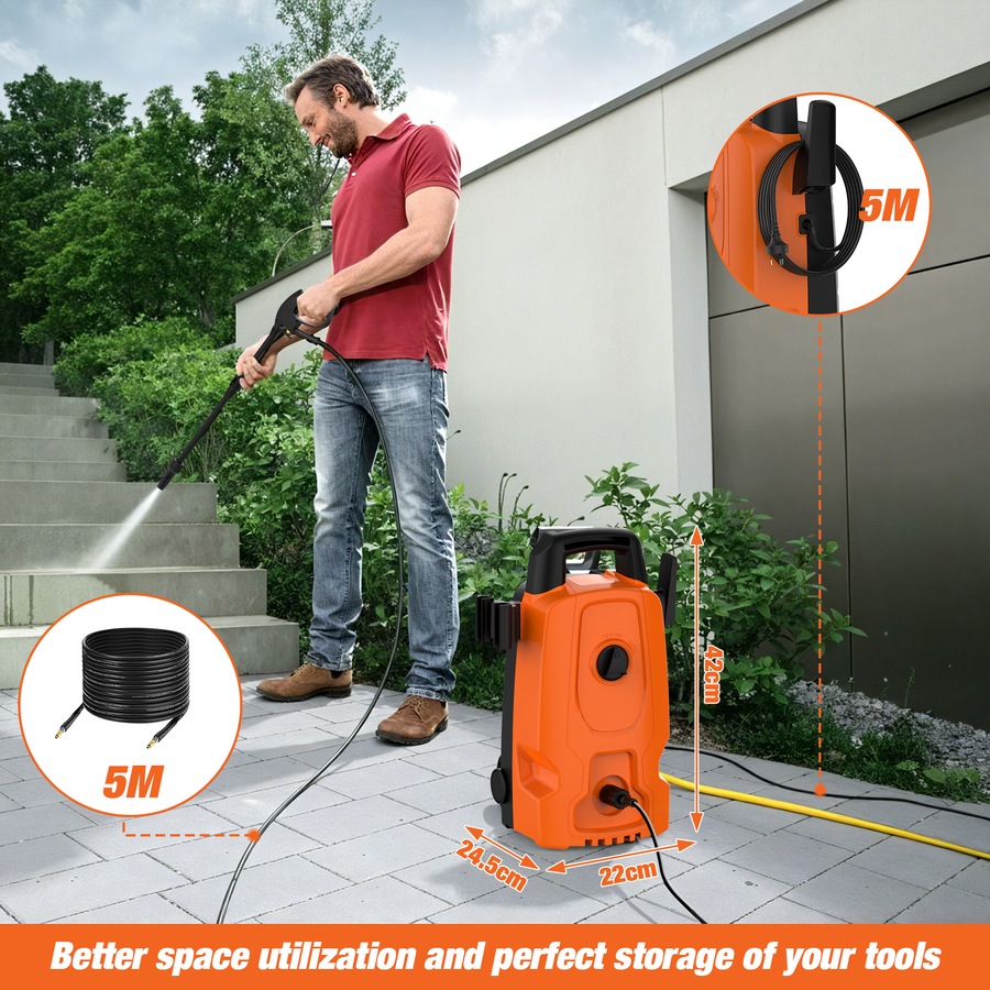 Advwin 3500PSI Pressure Washer 2000W with 5m High Pressure Hose, Orange