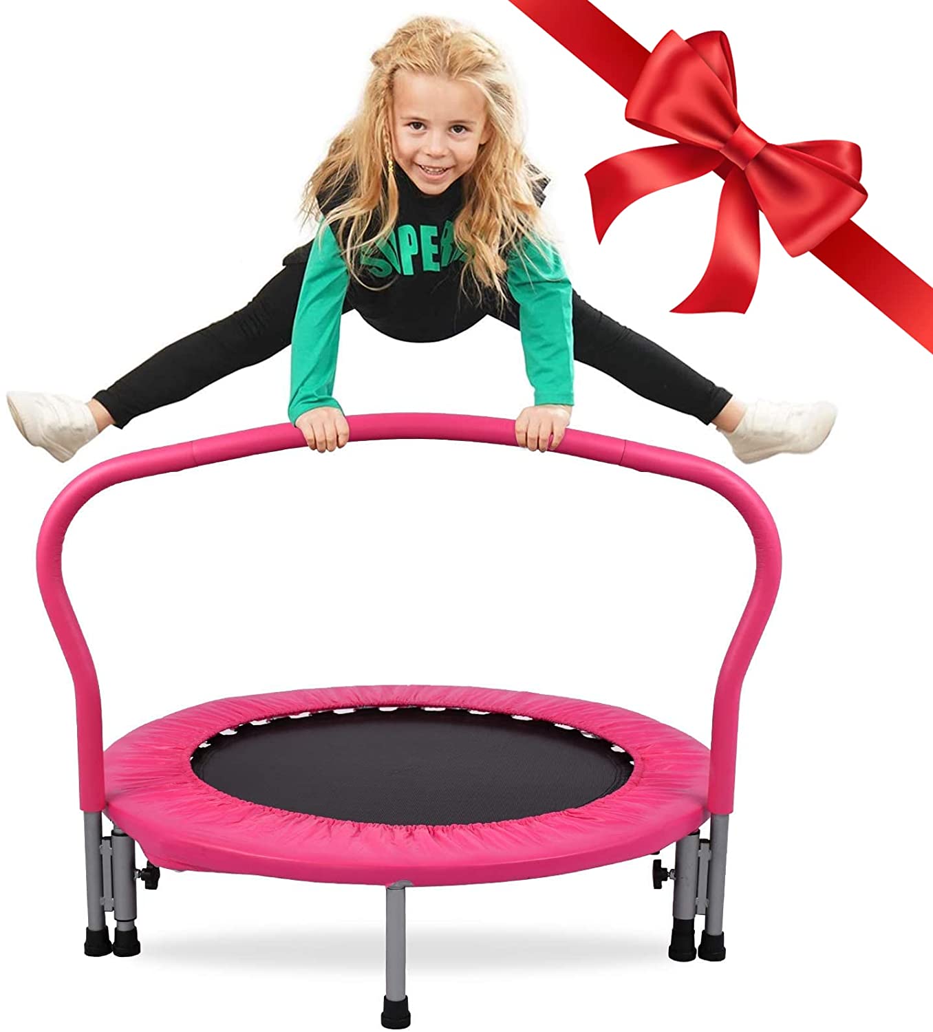 36" Kids Trampoline Mini Fitness Trampoline for Children Indoor Outdoor Trampoline Pink