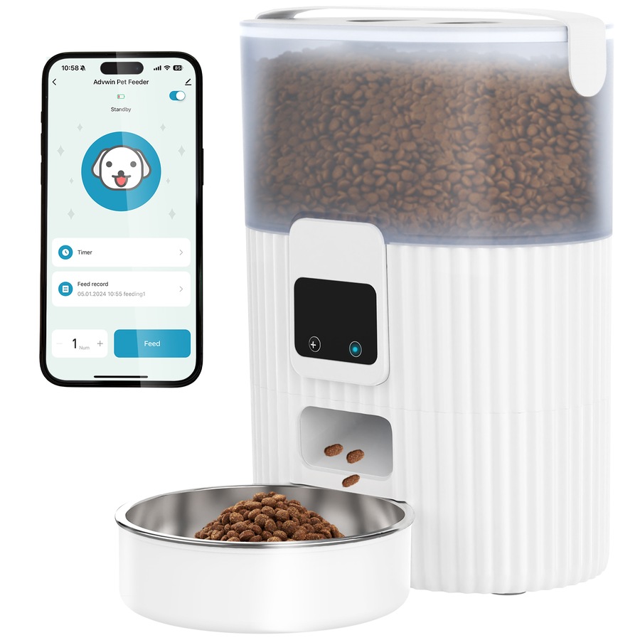 Advwin 3.5L WiFi Automatic Cat Feeder with App Remote Control, Programmable Pet Feeder, Automatic Dog Food Dispenser for Cats, Rabbits & Small Dogs