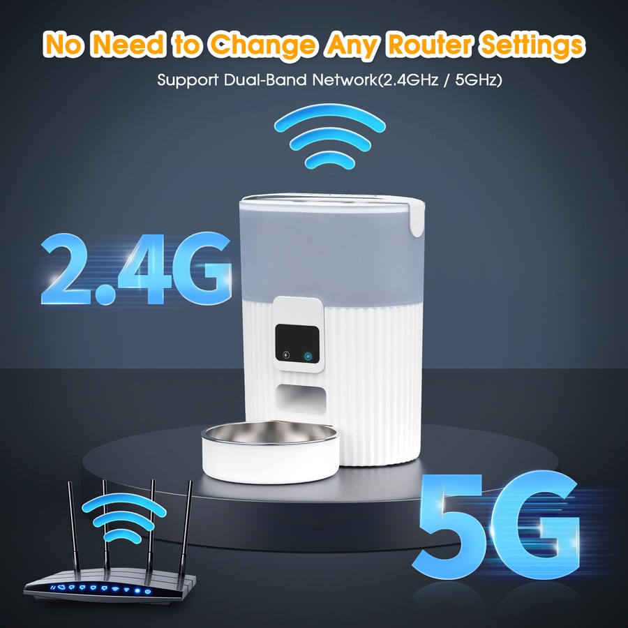 Advwin 3.5L WiFi Automatic Cat Feeder with App Remote Control, Programmable Pet Feeder, Automatic Dog Food Dispenser for Cats, Rabbits & Small Dogs