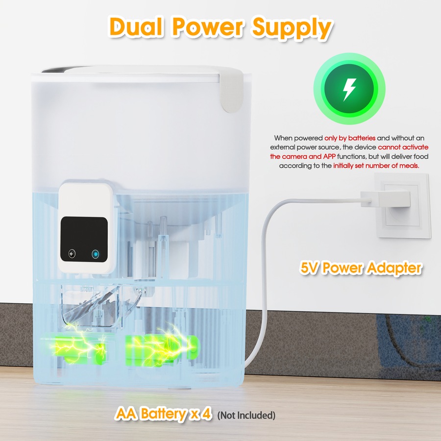 Advwin 3.5L WiFi Automatic Cat Feeder with App Remote Control, Programmable Pet Feeder, Automatic Dog Food Dispenser for Cats, Rabbits & Small Dogs