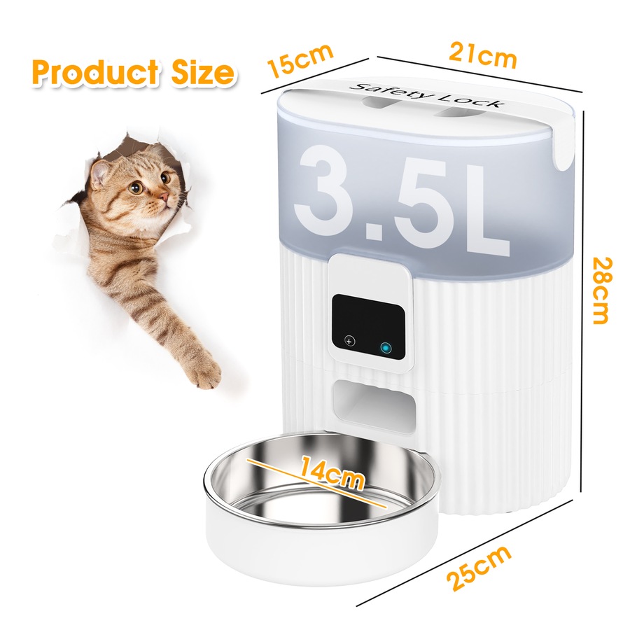 Advwin 3.5L WiFi Automatic Cat Feeder with App Remote Control, Programmable Pet Feeder, Automatic Dog Food Dispenser for Cats, Rabbits & Small Dogs