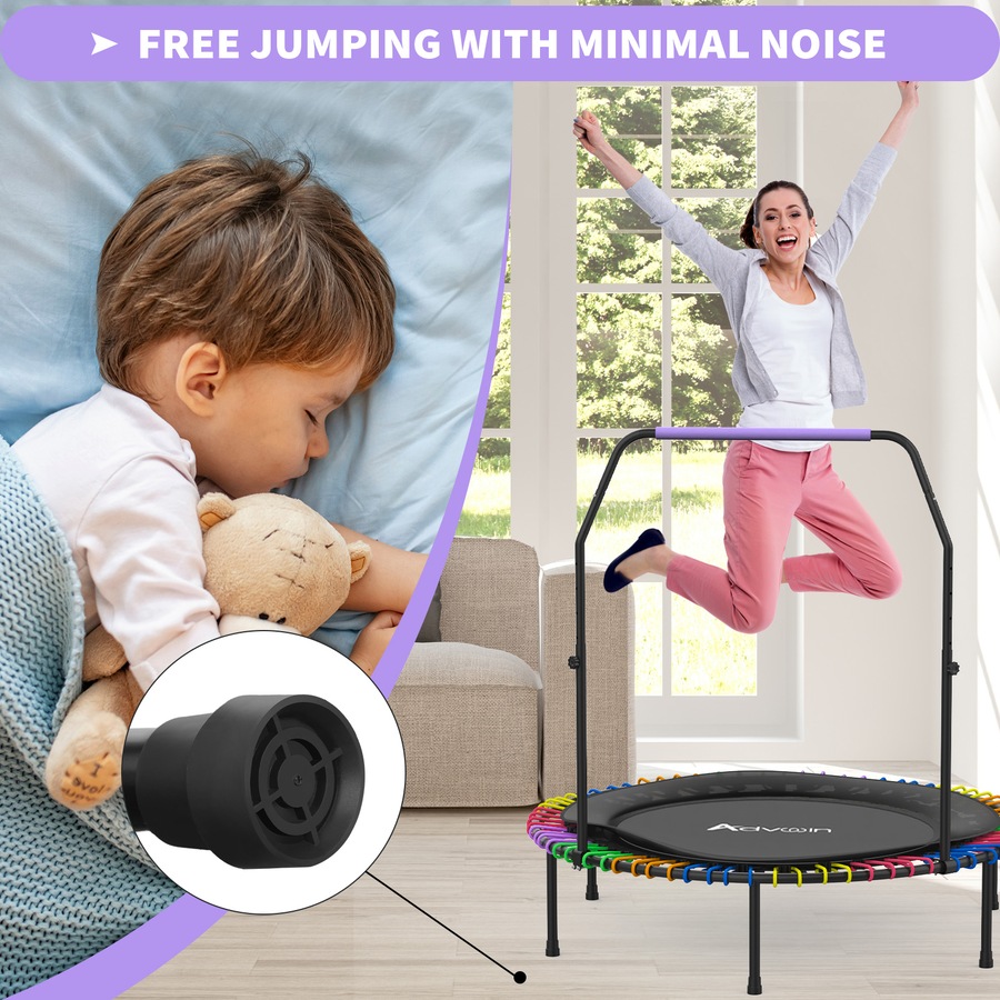 Advwin 48" Mini Trampoline Rebounder Foldable Fitness Trampoline for Adults and Kids Max Load 150kg