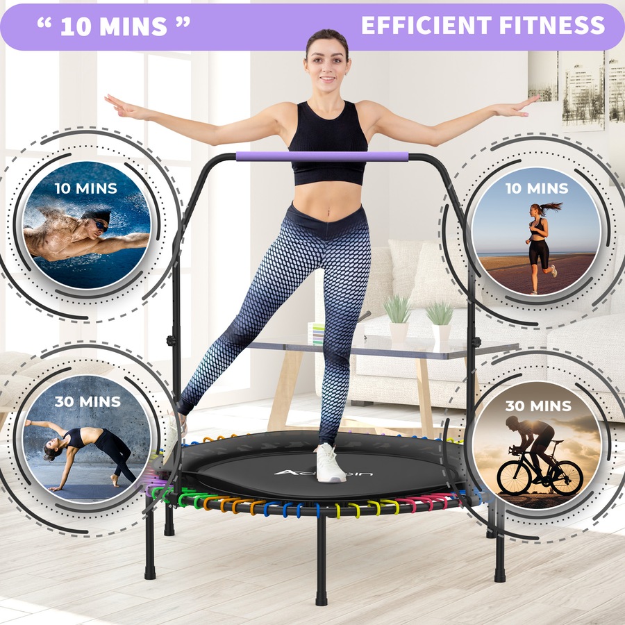 Advwin 48" Mini Trampoline Rebounder Foldable Fitness Trampoline for Adults and Kids Max Load 150kg