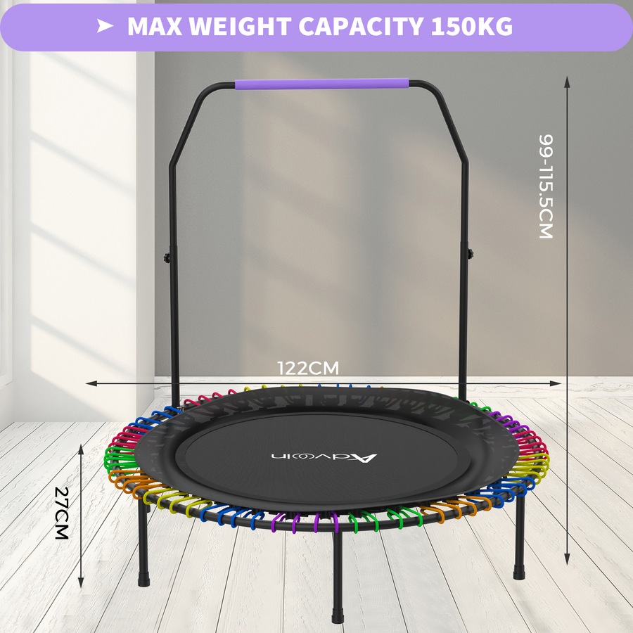 Advwin 48" Mini Trampoline Rebounder Foldable Fitness Trampoline for Adults and Kids Max Load 150kg