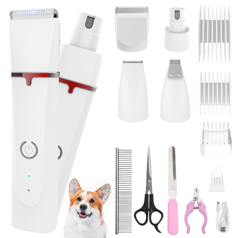 Buy ADVWIN 4in1 Dog Grooming Clippers Kit Pet Nail Grinder USB ...