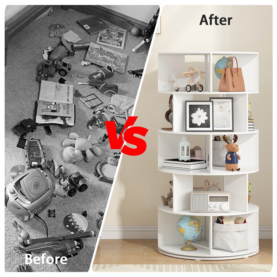 Advwin 5 Tier Rotating Shoe Rack Tower Revolving 360 Shoe Storage Bag Display Stand Handbag Organizer