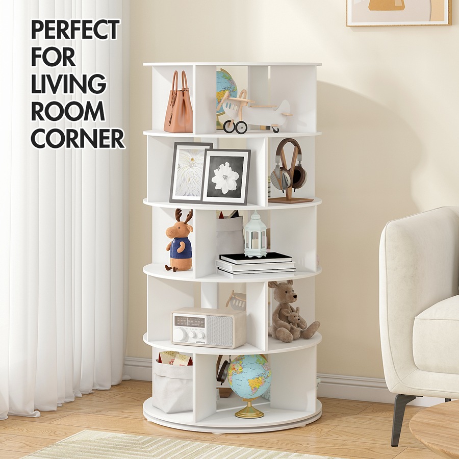 Advwin 5 Tier Rotating Shoe Rack Tower Revolving 360 Shoe Storage Bag Display Stand Handbag Organizer