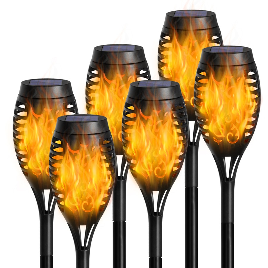 Advwin 6 Pack Solar Torch Light Flickering Flame Lights Solar Garden Lights